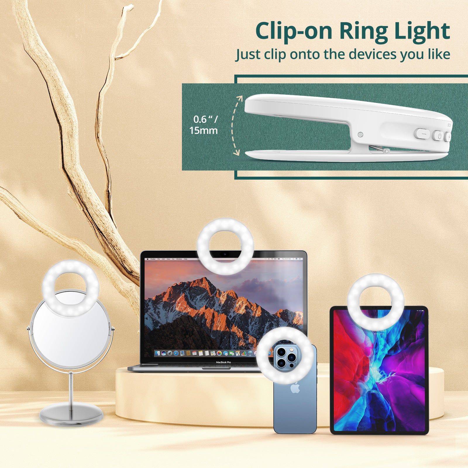 Clip-on Ring Light with 3 Light Mode