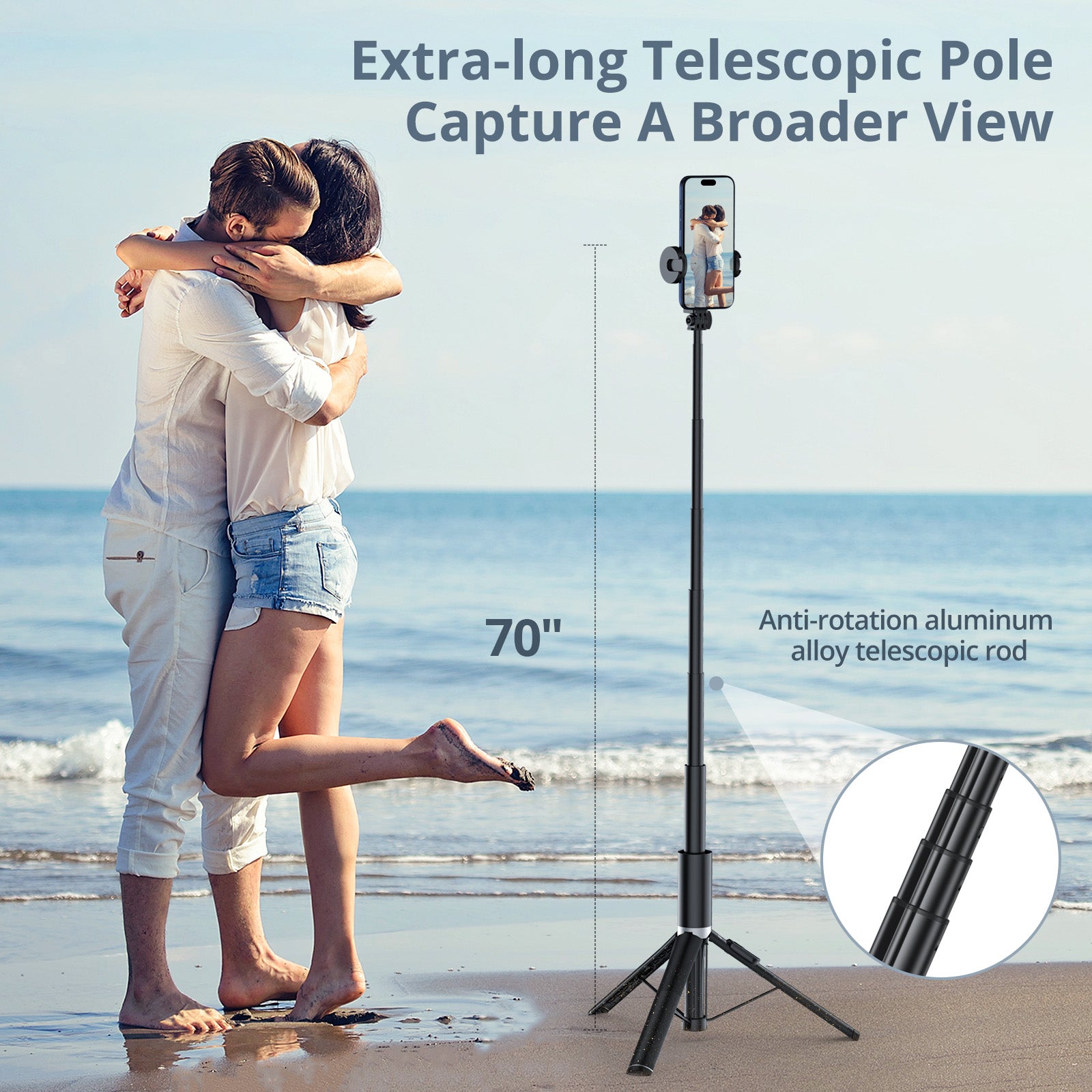 MultiPod 70" Tripod for Phone and GoPro with Cold Shoe