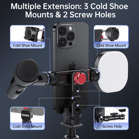 Phone Tripod Mount Adapter with 3 Cold Shoe