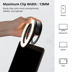 Rotatable Clip-on Ring Light with 3 Light Mode