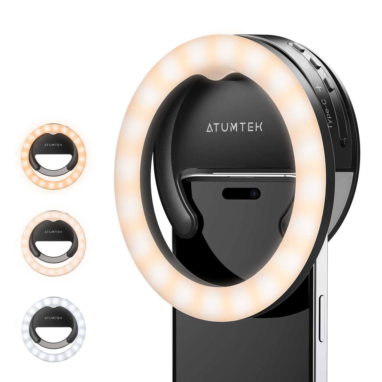 Rotatable Clip-on Ring Light with 3 Light Mode