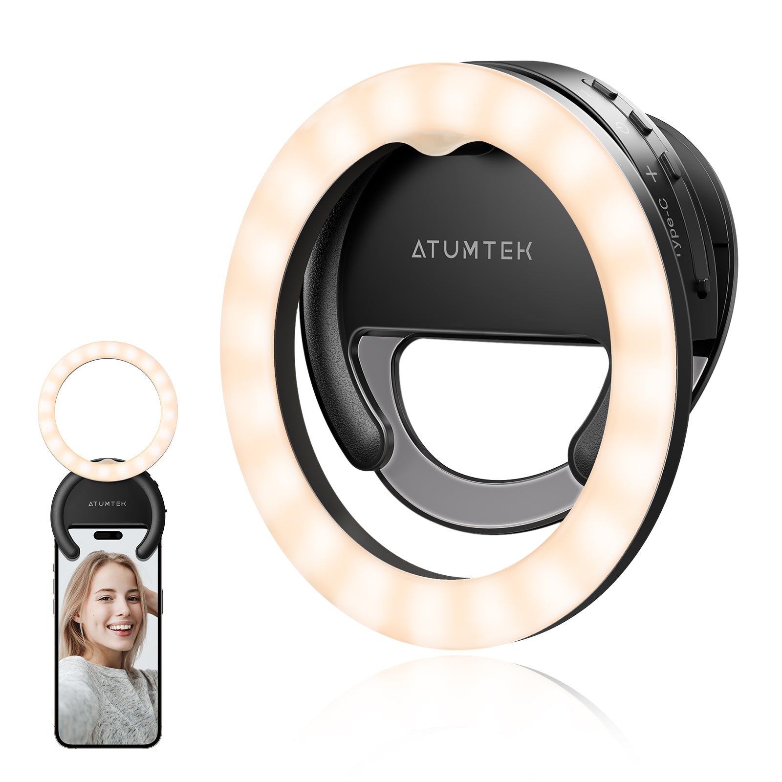 Rotatable Clip-on Ring Light with 3 Light Mode