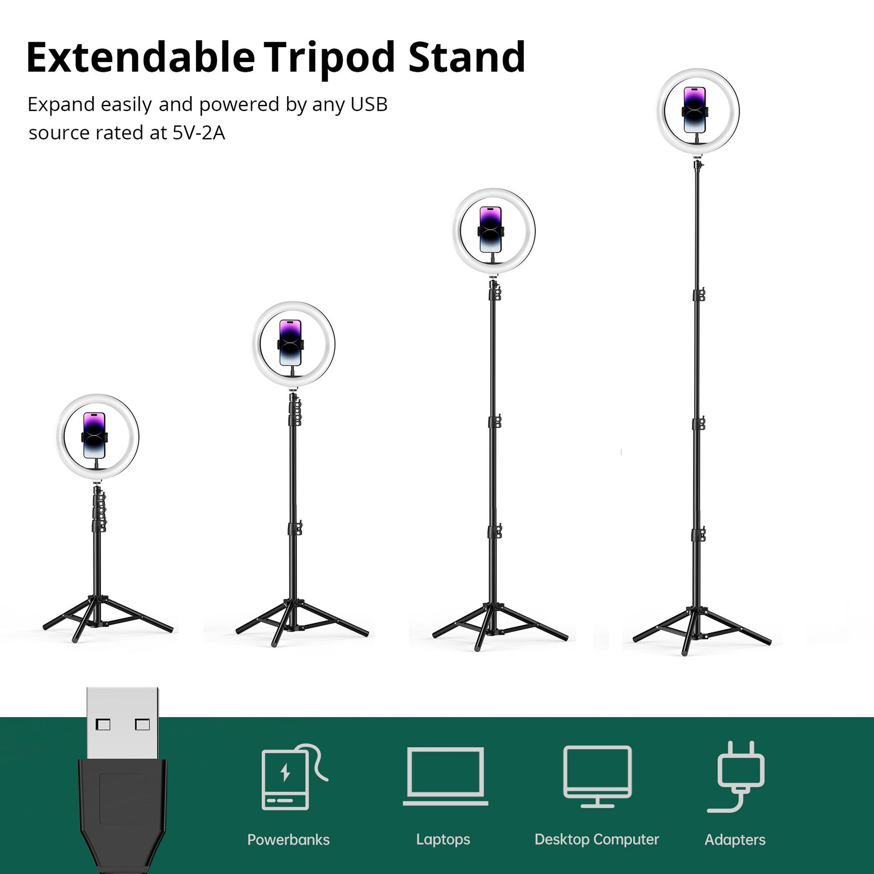 Selfie Ring Light with Extendable Tripod Stand