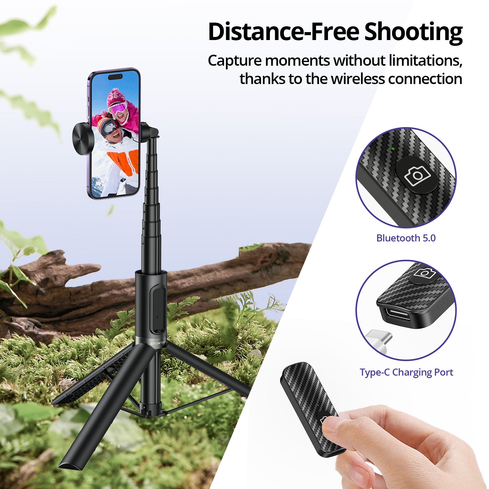 StickPro 68.5" Phone Tripod Selfie Stick