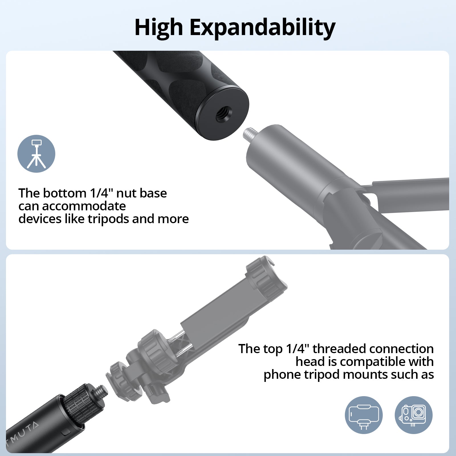 Monopod Pole for Insta360, for GoPro, DJI, Action Camera